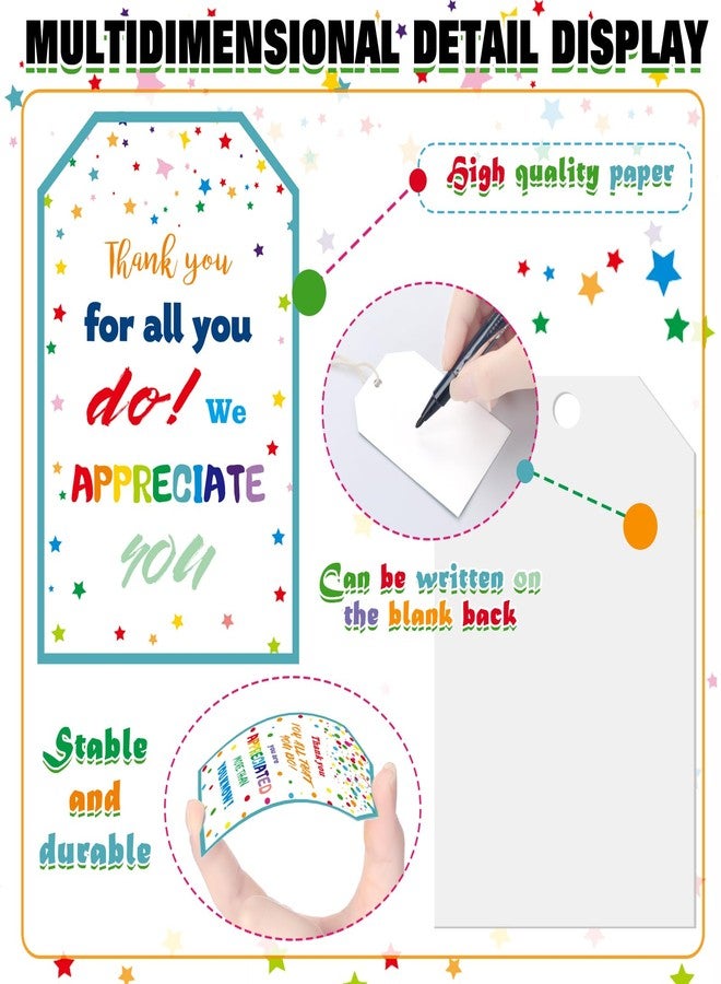 Trandraft 192 Pcs Valentines Day Appreciation Gifts Tags with String Appreciation Gift Tags for Employee Volunteer Doctor Nurse Teacher Wedding Birthday Party Favor Card Thanks for All You Do Label, 4 Styles - Image 2